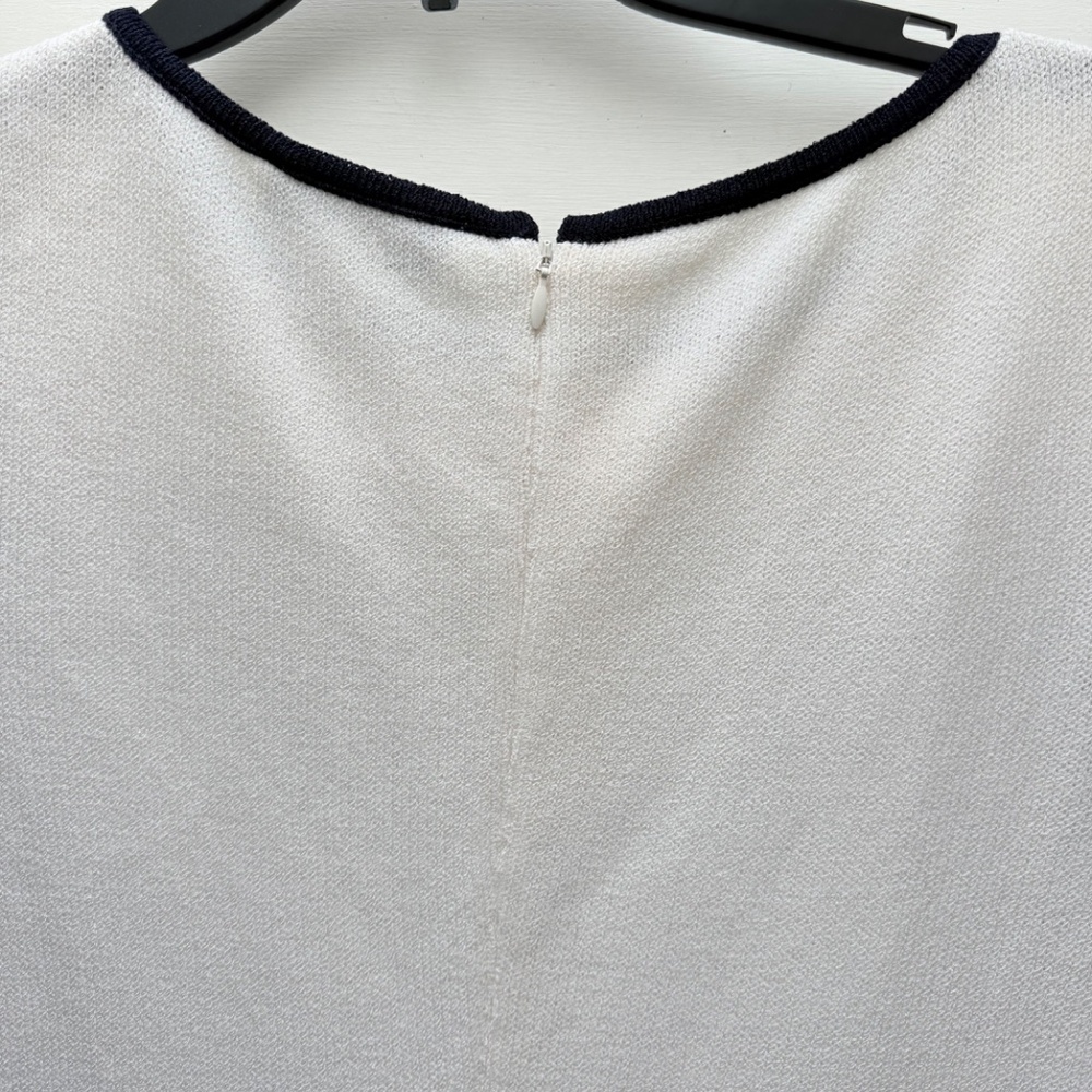 St. John Navy White Colorblock Round Neck 3/4 Sleeves Sheath Dress Size 4 - Picture 8 of 10